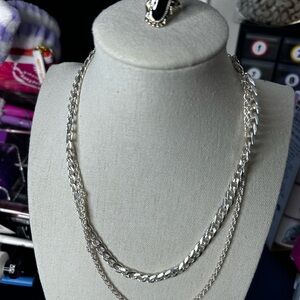 FREE GIVE AWAY BUNDLE! Elegant Silver toned Chain Necklace and ring!
